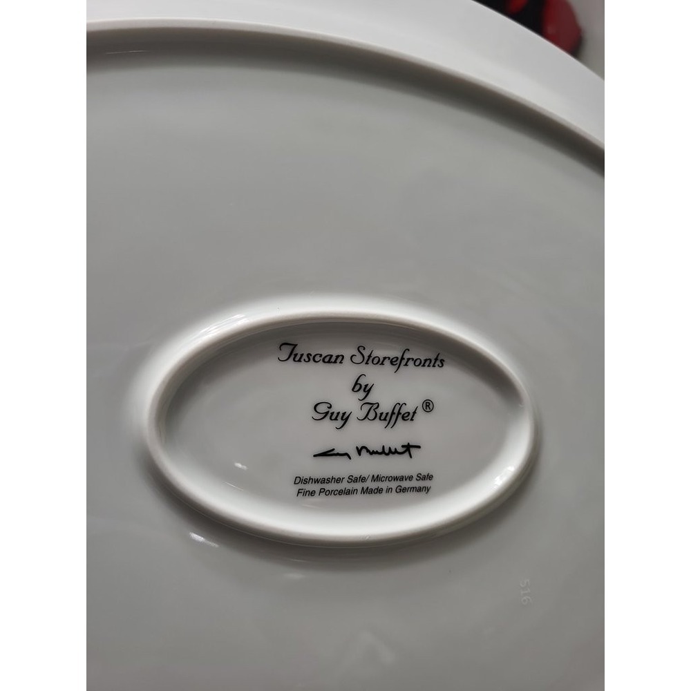 Guy Buffet 'Tuscan Storefronts' Decorative Porcelain Platter - Picture 2 of 2